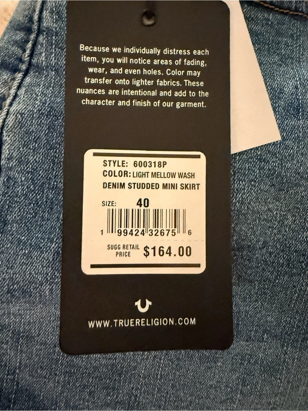 NWT True Religion Denim Studded Mini Skirt  size 40
